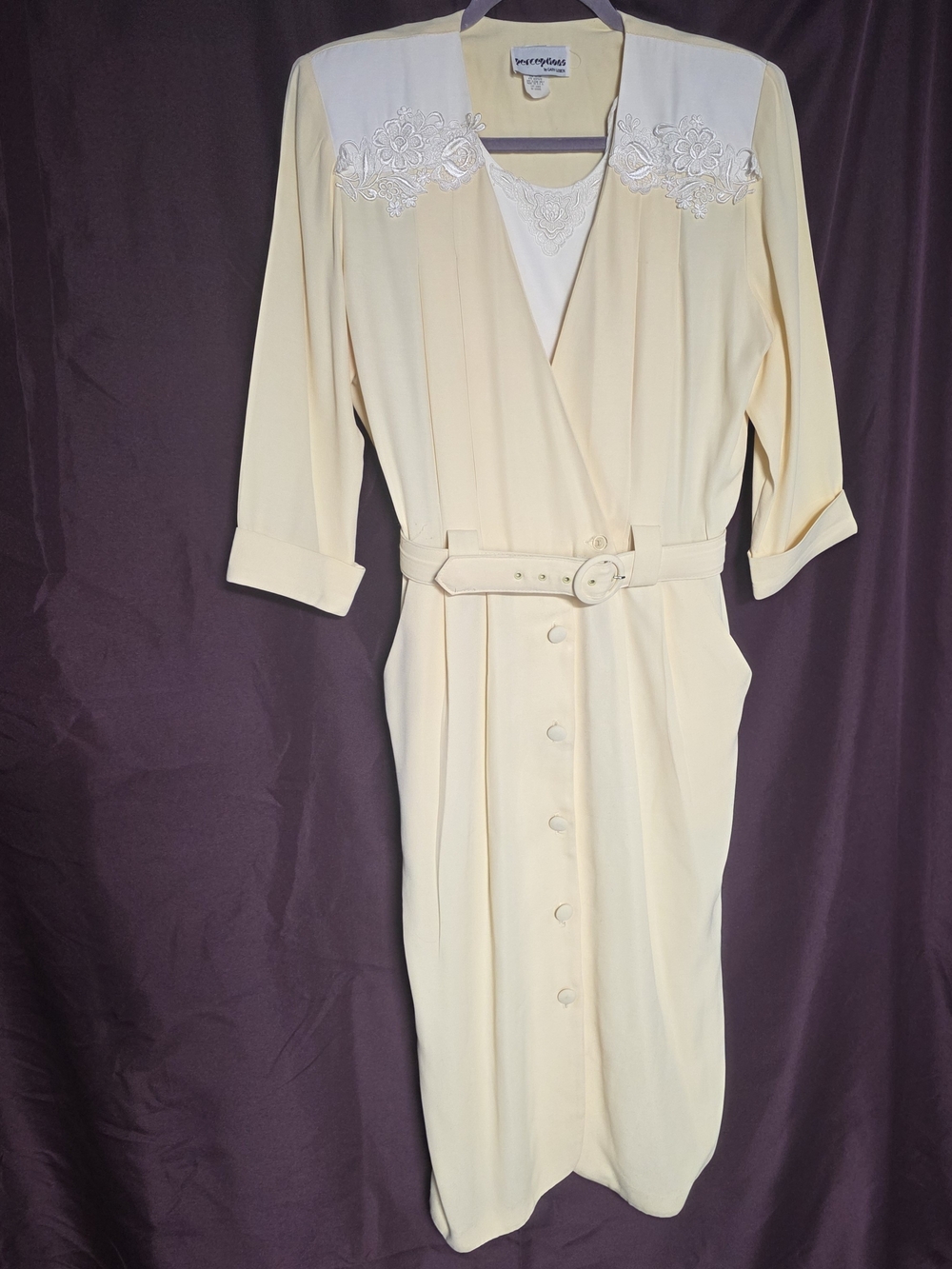 Perceptions by Gary Cohen butter cream yellow vintage retro secretary dress